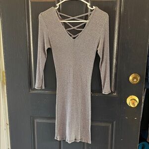 Sans Souci Black and White Striped Long Sleeve Dress